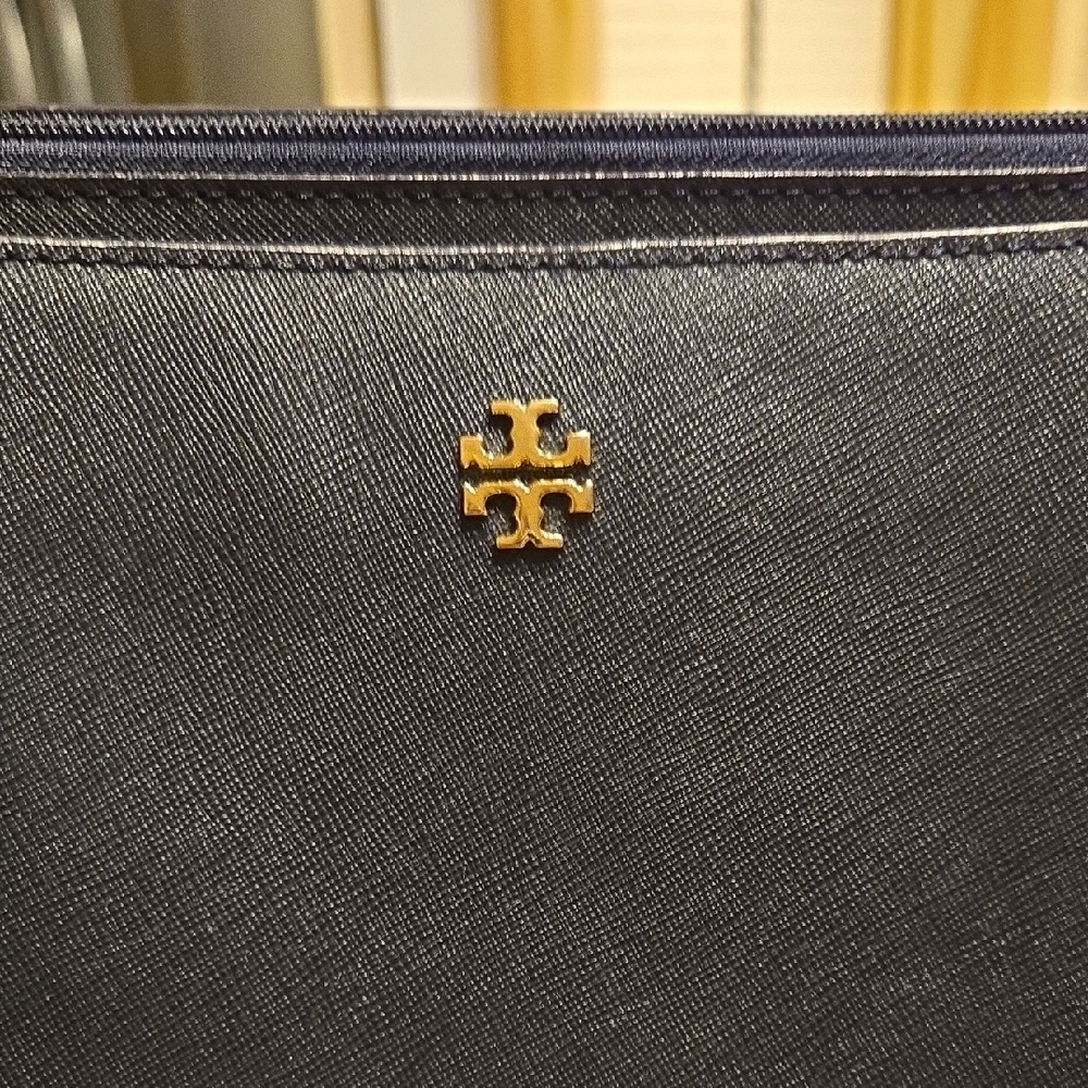 Tory Burch Navy Blue Robinson Saffiano Tote Bag - Picture 4 of 9